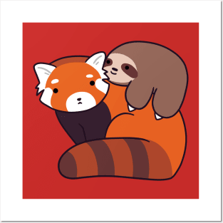 Little Sloth and Red Panda Posters and Art